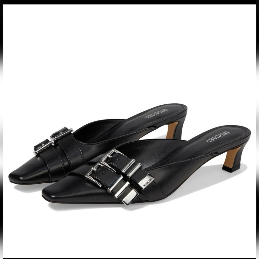 NWT! Michael Kors Leather Mules Kitten Heel